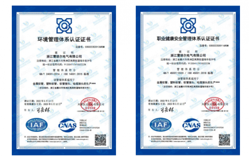 雷諾爾電氣順利通過ISO14001和ISO45001環境、安全管理體系認證